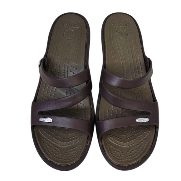 CROCS Womens Patricia Strappy Slip On Sandals, Brown, Comfort, Size 10 - Picture 4 of 10